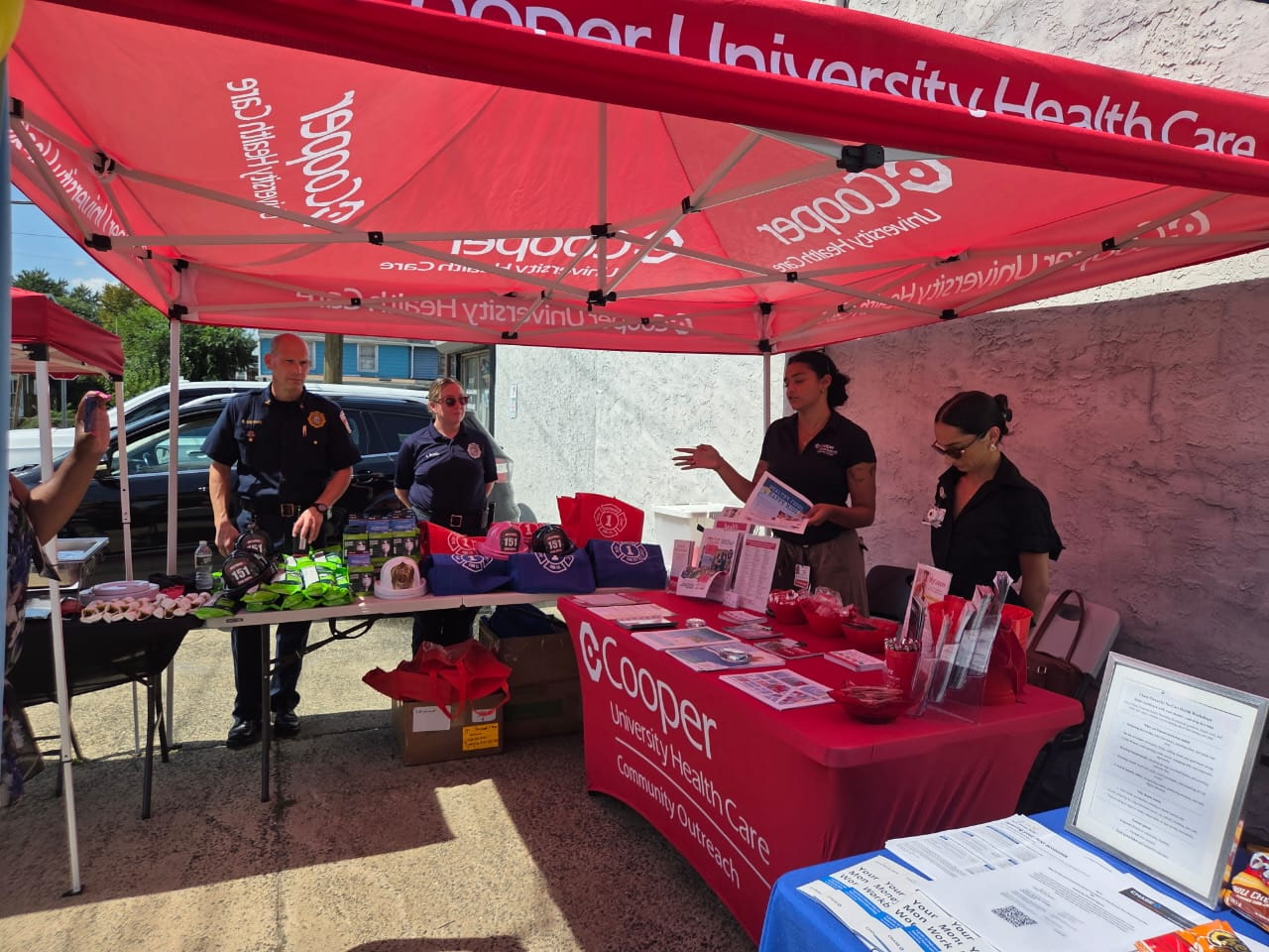 Cooper University Health Care and Haddon Township fire department tent at the Community Awareness & Safety Day